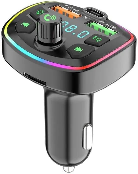 FM Transmitter Auto – Bluetooth FM-zender – USB-C PD Snelladen – Dubbele USB Oplader – Zwart-Ilumina Benelux
