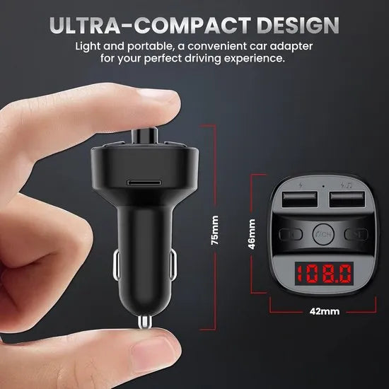 FM Transmitter Auto – Bluetooth Handsfree Bellen – Muziekstreaming USB/micro-SD – Dubbele USB Oplader – Zwart-Ilumina Benelux