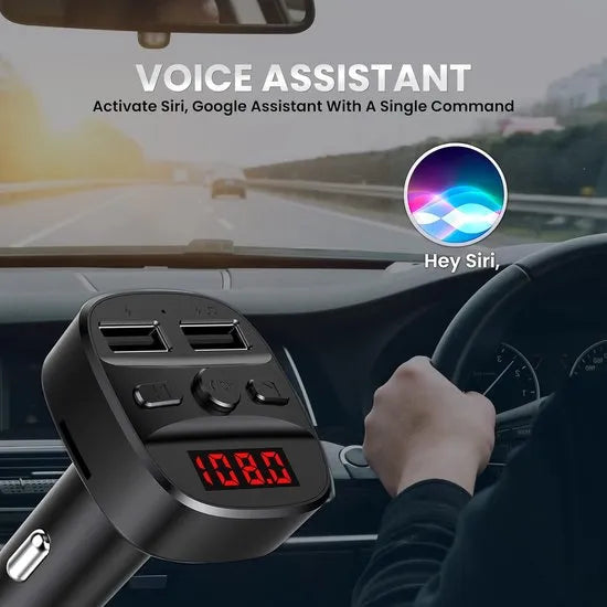 FM Transmitter Auto – Bluetooth Handsfree Bellen – Muziekstreaming USB/micro-SD – Dubbele USB Oplader – Zwart-Ilumina Benelux