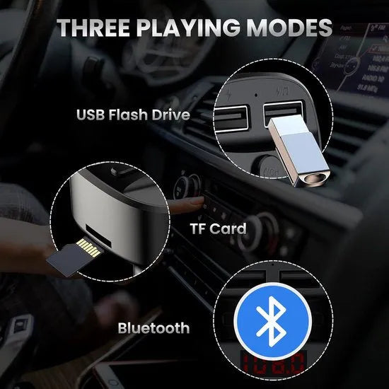 FM Transmitter Auto – Bluetooth Handsfree Bellen – Muziekstreaming USB/micro-SD – Dubbele USB Oplader – Zwart-Ilumina Benelux
