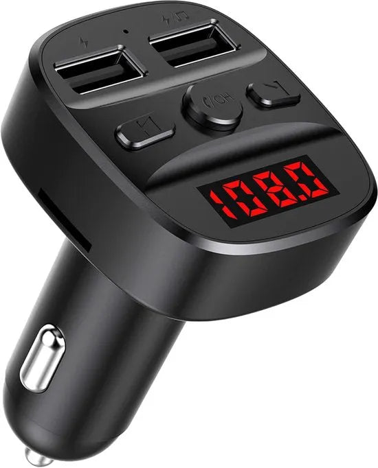 FM Transmitter Auto – Bluetooth Handsfree Bellen – Muziekstreaming USB/micro-SD – Dubbele USB Oplader – Zwart-Ilumina Benelux