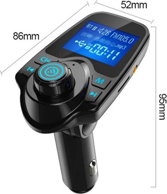 FM Transmitter Auto – Bluetooth Handsfree Carkit – MP3 Speler – USB Oplader & AUX – TF/USB Stick – Zwart-Ilumina Benelux
