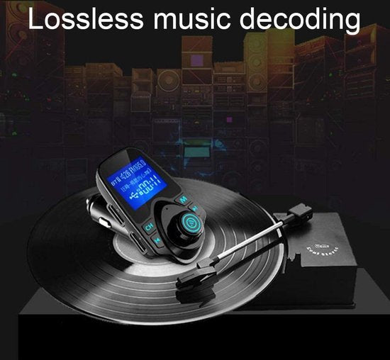 FM Transmitter Auto – Bluetooth Handsfree Carkit – MP3 Speler – USB Oplader & AUX – TF/USB Stick – Zwart-Ilumina Benelux