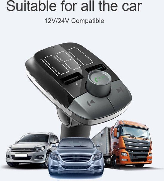 FM Transmitter Auto – Bluetooth MP3-speler – Handsfree Bellen – Dubbele USB-poorten – Zwart-Ilumina Benelux