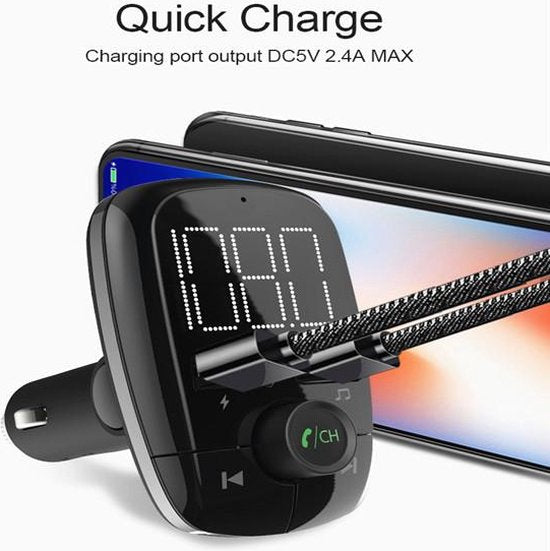 FM Transmitter Auto – Bluetooth MP3-speler – Handsfree Bellen – Dubbele USB-poorten – Zwart-Ilumina Benelux