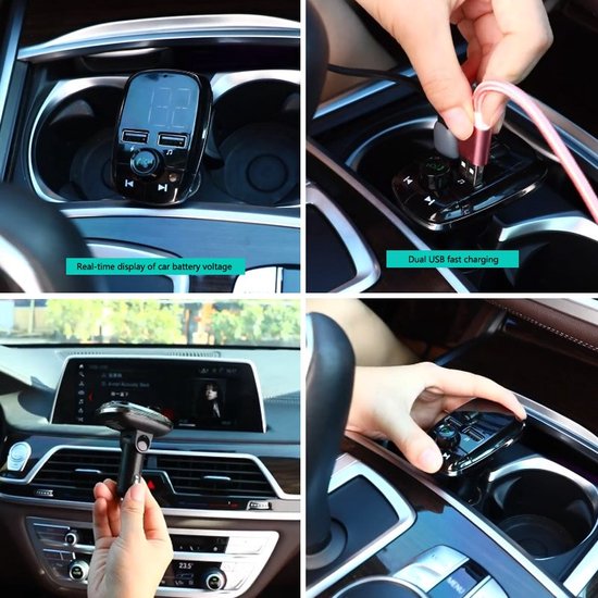 FM Transmitter Auto – Bluetooth MP3-speler – Handsfree Bellen – Dubbele USB-poorten – Zwart-Ilumina Benelux