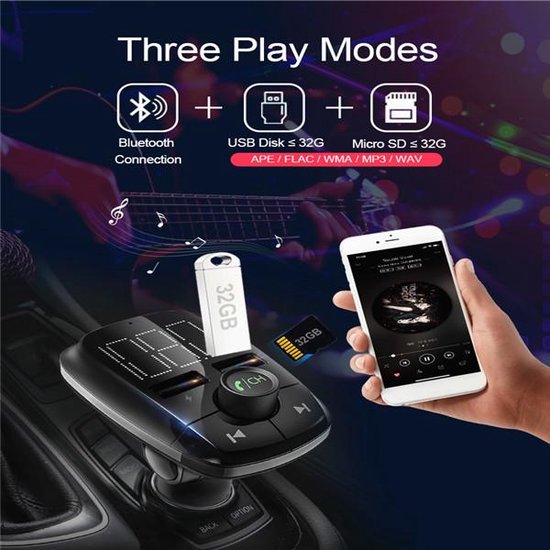 FM Transmitter Auto – Bluetooth MP3-speler – Handsfree Bellen – Dubbele USB-poorten – Zwart-Ilumina Benelux