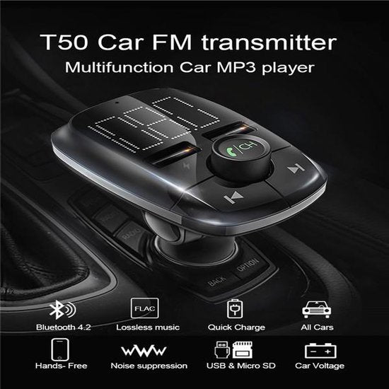 FM Transmitter Auto – Bluetooth MP3-speler – Handsfree Bellen – Dubbele USB-poorten – Zwart-Ilumina Benelux