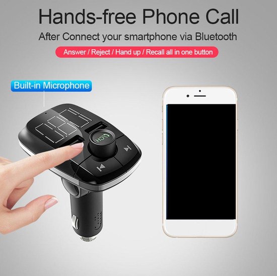 FM Transmitter Auto – Bluetooth MP3-speler – Handsfree Bellen – Dubbele USB-poorten – Zwart-Ilumina Benelux