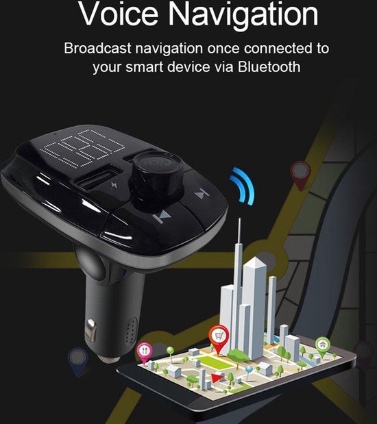 FM Transmitter Auto – Bluetooth MP3-speler – Handsfree Bellen – Dubbele USB-poorten – Zwart-Ilumina Benelux