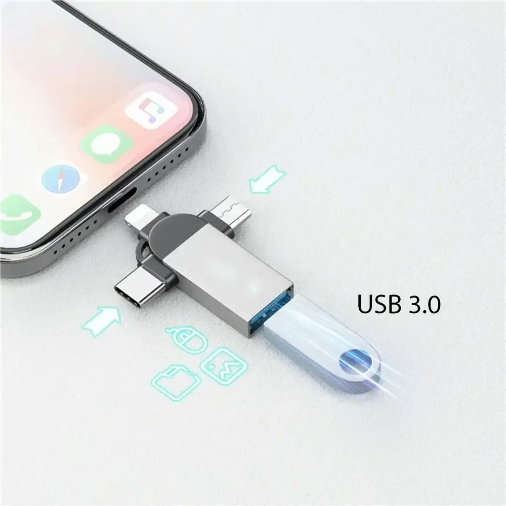 3-in-1 OTG Adapter - USB naar Lightning, USB-C & Micro USB - USB 3.0 Data Transfer - OTG Converter - Geschikt voor iPhone, Android, Tablet & Laptop-Ilumina Benelux
