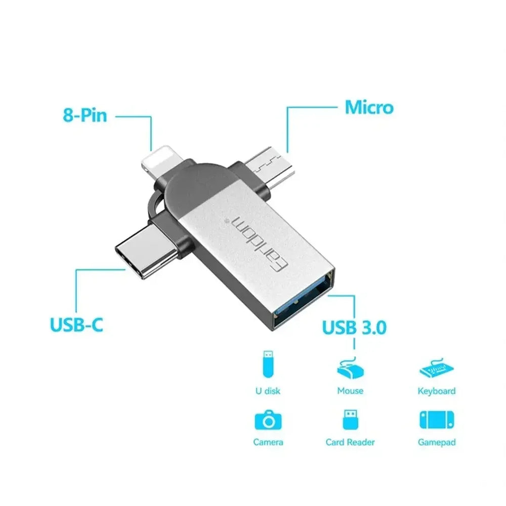 3-in-1 OTG Adapter - USB naar Lightning, USB-C & Micro USB - USB 3.0 Data Transfer - OTG Converter - Geschikt voor iPhone, Android, Tablet & Laptop-Ilumina Benelux