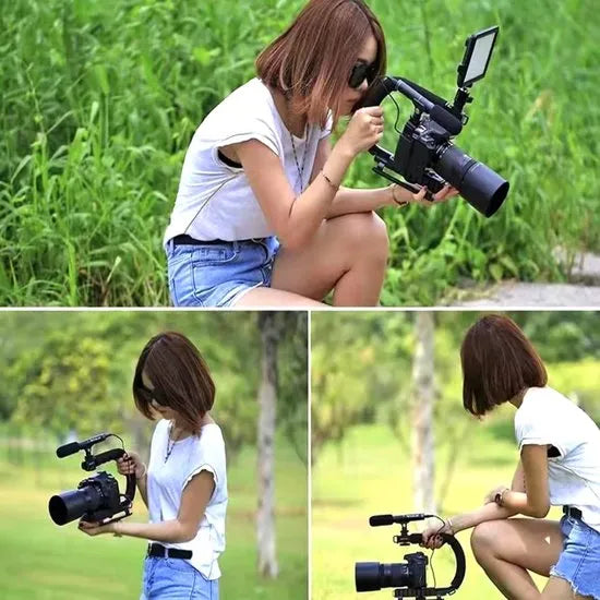 Gimbal stabilisator voor smartphone – Handheld – Met microfoon & flitser – Geschikt voor smartphones/GoPro/camera’s – Zwart-Ilumina Benelux