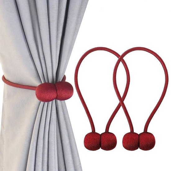 Gordijnbinders – Magnetisch Embrasse 2 Stuks – Sterke Neodymium Magneet – 45 cm – Rood-Ilumina Benelux