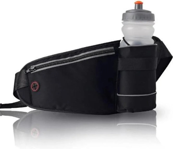 Hardloopband telefoon – Waterdichte heuptas met fleshouder – Verstelbare sportriem – LB-441 – Zwart-Running belt-Ilumina Benelux