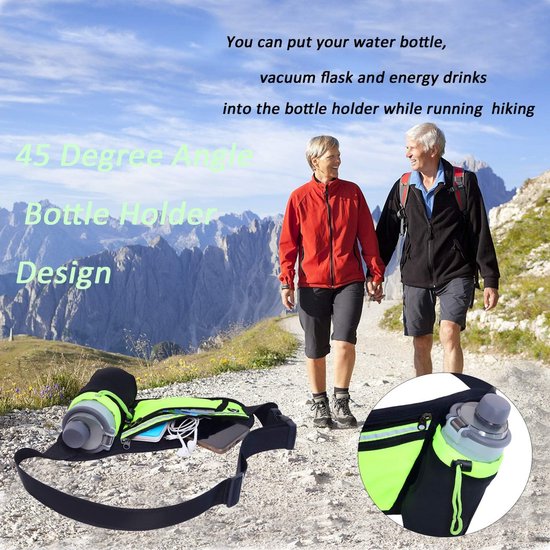 Hardloopriem – Heuptasje met waterfleshouder – Reflecterende strip – Verstelbaar voor dames & heren – Roze-Money belt-Ilumina Benelux