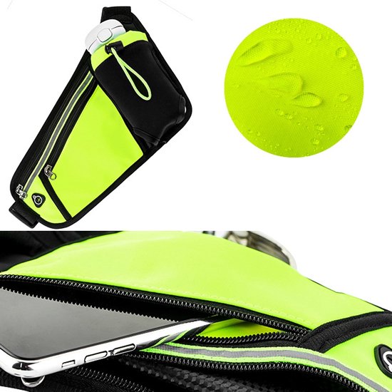 Hardloopriem – Heuptasje met waterfleshouder – Reflecterende strip – Verstelbaar voor dames & heren – Roze-Money belt-Ilumina Benelux