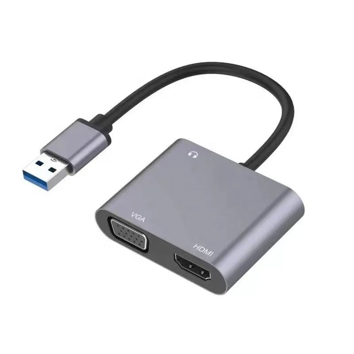 USB 3.0 naar HDMI & VGA Adapter – Full HD 1080P – Met 3.5mm Audio – Geschikt voor Monitor, TV, Beamer & Projector-Ilumina Benelux