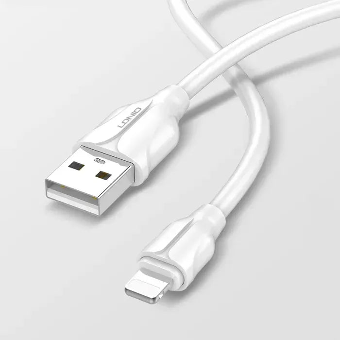 LDNIO LS361 USB-A naar Lightning Kabel – 1 Meter – 2.4A Fast Charging Kabel – Wit-Ilumina Benelux