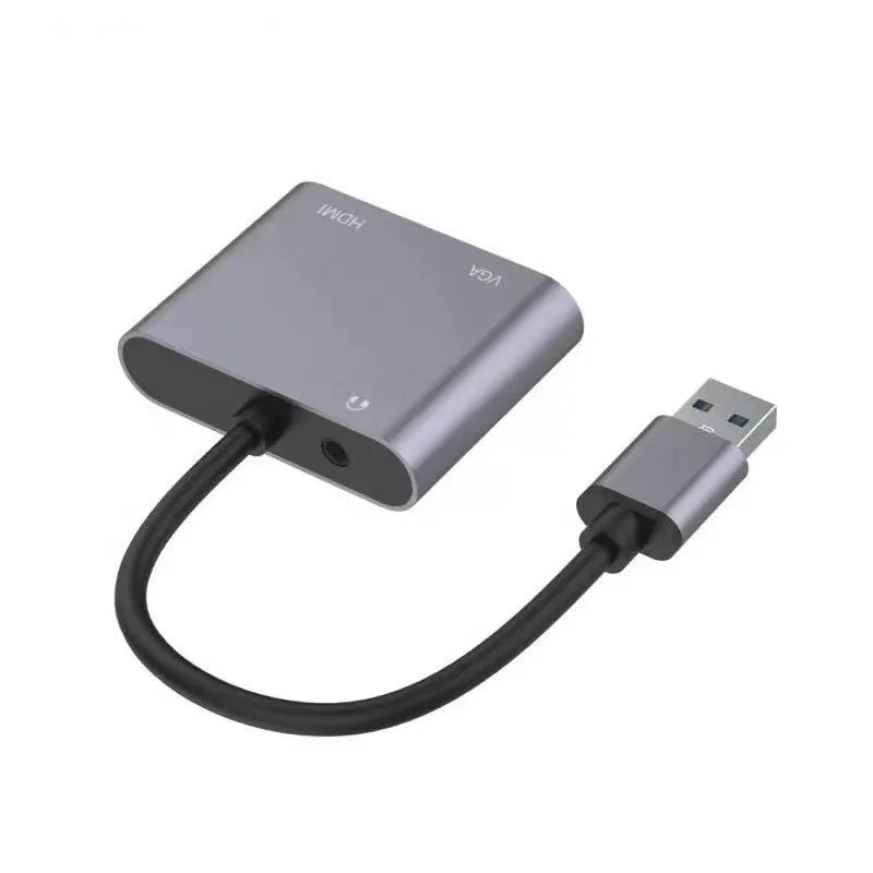 USB 3.0 naar HDMI & VGA Adapter – Full HD 1080P – Met 3.5mm Audio – Geschikt voor Monitor, TV, Beamer & Projector