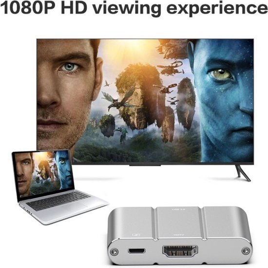 HDMI adapter – USB 3.0 naar HDMI AV converter – Geschikt voor iPhone iPad Samsung Android – Telefoon & tablet – Zwart-Ilumina Benelux