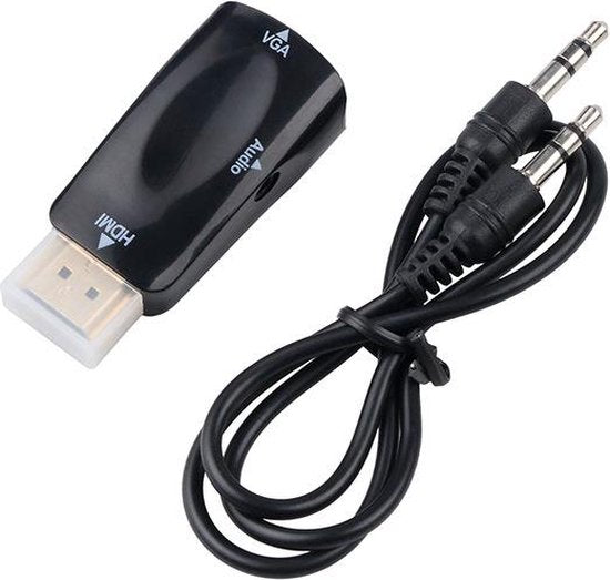 HDMI naar VGA Adapter – Met 3.5mm Audio – 1080p Full HD – Plug & Play Omvormer – Zwart-HDMI-switch-Ilumina Benelux