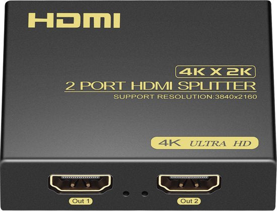 HDMI Splitter 2 Poorten – 1 Ingang 2 Uitgangen – Full HD 1080p – Plug & Play – Zwart-HDMI-switch-Ilumina Benelux