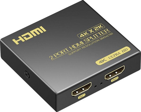 HDMI Splitter 2 Poorten – 1 Ingang 2 Uitgangen – Full HD 1080p – Plug & Play – Zwart-HDMI-switch-Ilumina Benelux