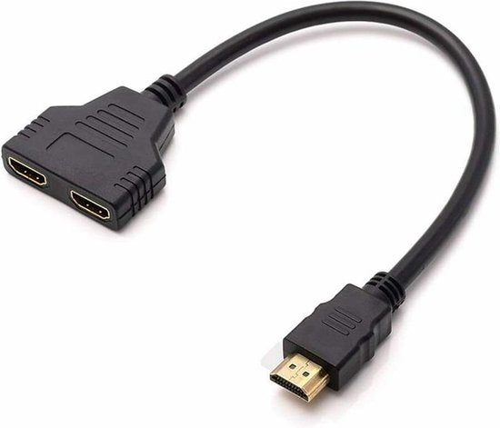 HDMI Splitter Kabel – 1 naar 2 HDMI Adapter – 1x Male naar 2x Female – 1080p Full HD – 25 cm – Zwart-HDMI-switch-Ilumina Benelux