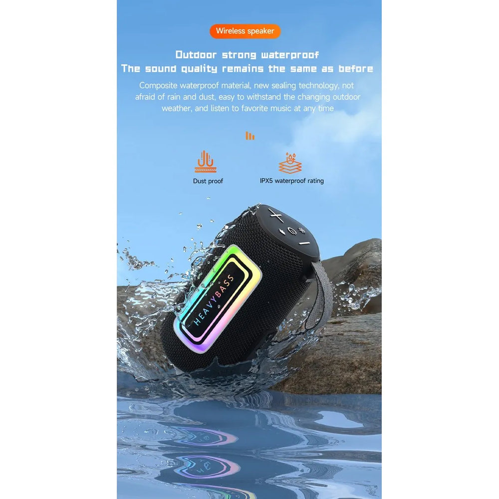 Heavy Bass 11 Bluetooth Speaker – Bluetooth 5.3 – RGB Lichtshow – 4800mAh Batterij – USB-C Oplaadbaar