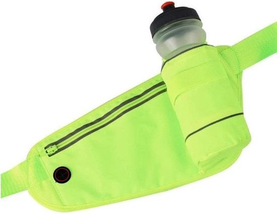 Heuptas hardlopen – Waterafstotend sport heuptasje met flessenhouder – Reflecterend – Telefoonzak – Verstelbaar 130 cm – Groen-Money belt-Ilumina Benelux