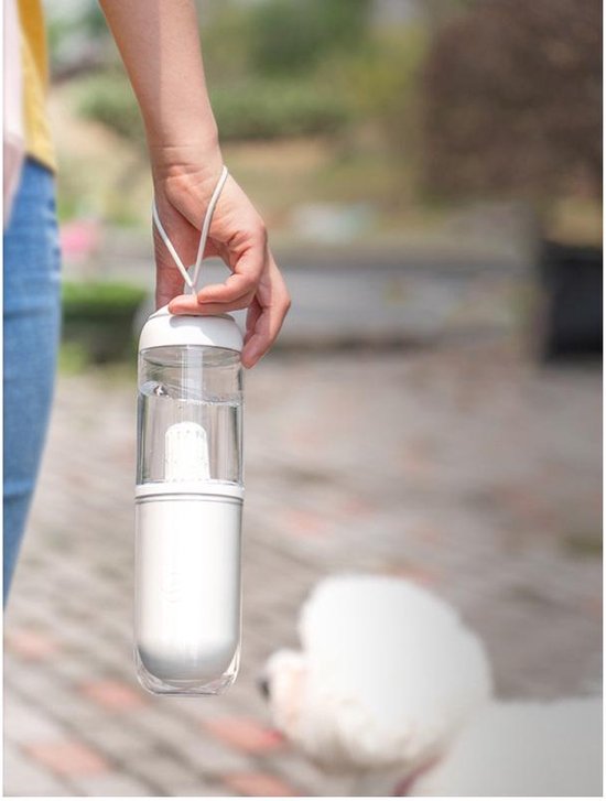 Honden drinkfles – Draagbare waterdispenser voor huisdieren – Lekvrij – Voor reizen & buiten – Wit-Ilumina Benelux