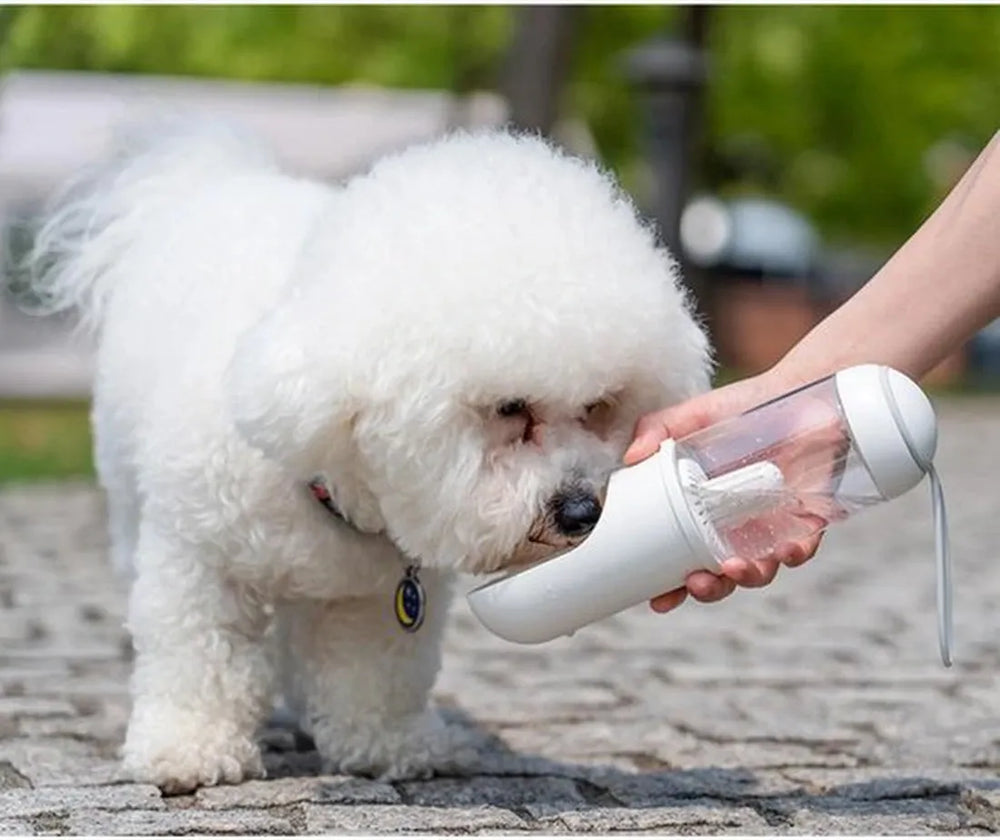 Honden drinkfles – Draagbare waterdispenser voor huisdieren – Lekvrij – Voor reizen & buiten – Wit-Ilumina Benelux