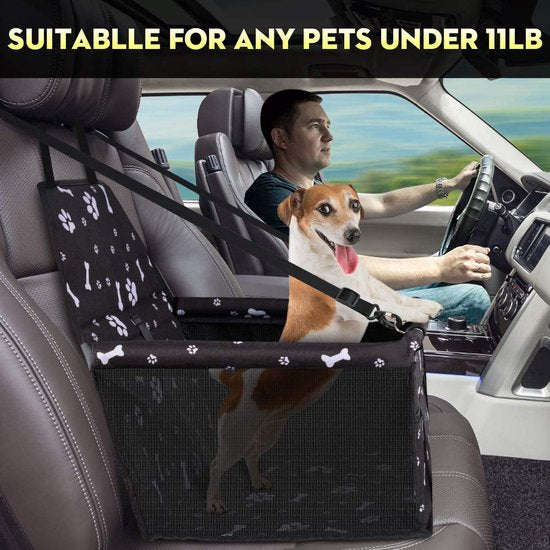 Hondenmand auto – Hondenstoel voor voorstoel en achterbank – Automand voor hond en kat – Afneembare bodem – Zwart-Autostoel voor dieren-Ilumina Benelux