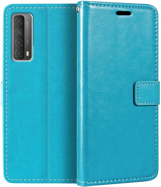 Huawei P Smart 2021 Hoesjes – Bookcase Portemonnee Hoes – Magneetsluiting – Inclusief Screenprotector – Turquoise-Ilumina Benelux