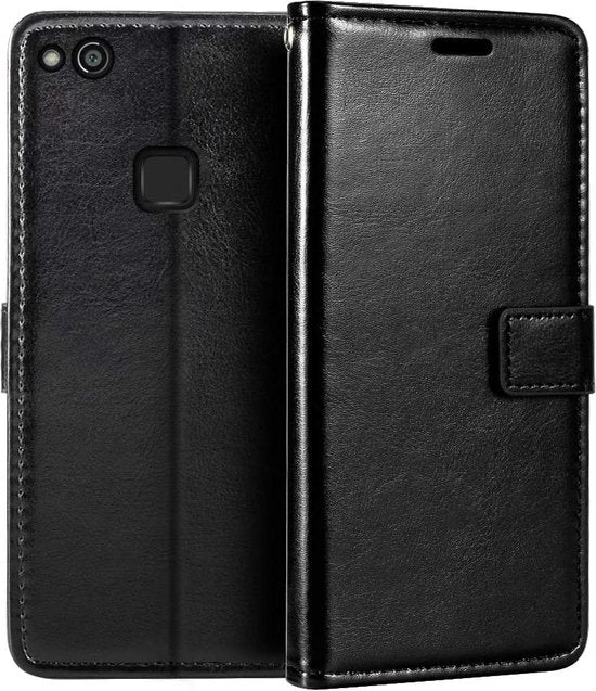 Huawei P10 Lite Hoesjes – Portemonnee Hoes – Pasjeshouder – 3x Screenprotector – Zwart-Ilumina Benelux