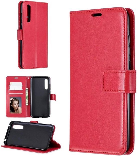 Huawei P30 Hoesjes – Portemonnee Hoes – Bookcase – Pasjeshouder – Rood-Ilumina Benelux