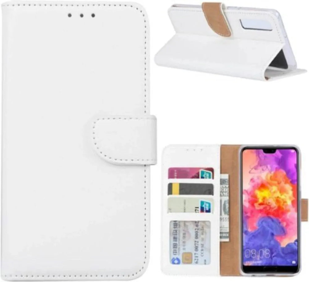 Huawei P30 Hoesjes – Portemonnee Hoes – Pasjeshouder – Magneetsluiting – Wit-Ilumina Benelux