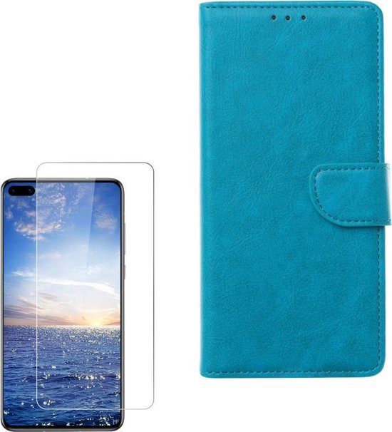 Huawei P40 Lite 5G Hoesjes – Portemonnee Backcover – Pasjeshouder – 2x Screenprotector – Turquoise-Ilumina Benelux
