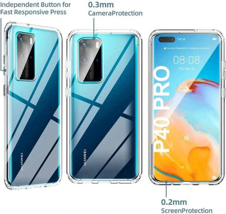 Huawei P40 Pro Hoesjes – Dubbelzijdige 360° Backcover – Transparant – Volledige Bescherming – Clear-Ilumina Benelux