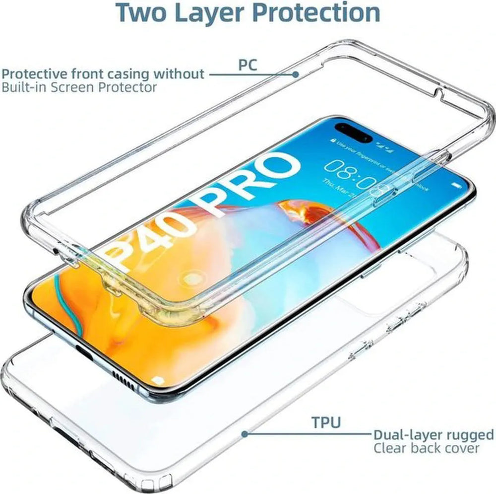 Huawei P40 Pro Hoesjes – Dubbelzijdige 360° Backcover – Transparant – Volledige Bescherming – Clear-Ilumina Benelux