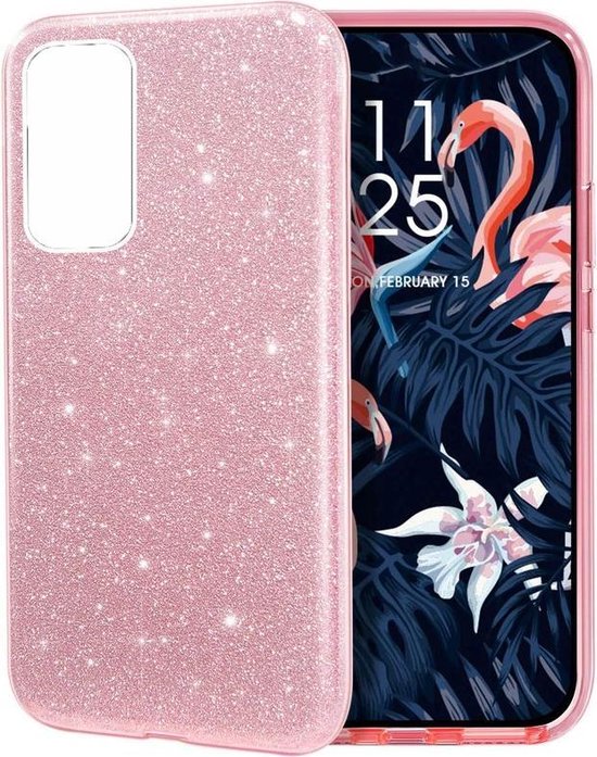 Huawei P40 Pro Hoesjes – Siliconen TPU Backcover – Glitter BlingBling – Lichtroze-Ilumina Benelux