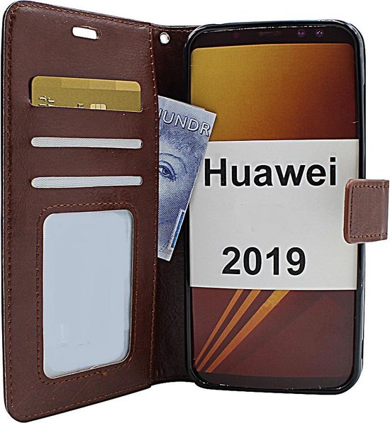 Huawei Y7 2019 Hoesjes – Portemonnee Hoes – Pasjeshouder – Magneetsluiting – Bruin-Ilumina Benelux