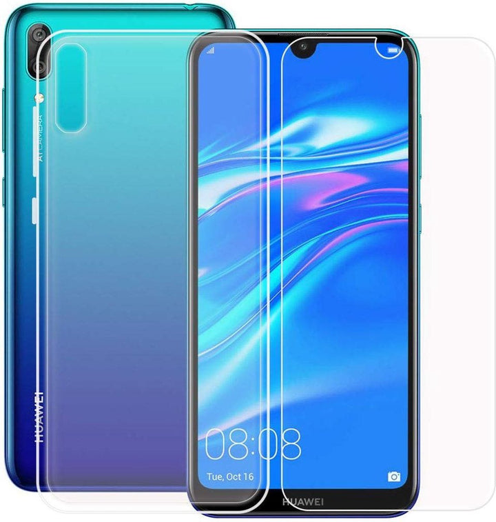 Huawei Y7 2019 Hoesjes – Transparante TPU Siliconen Backcover – Soft Case – Inclusief 2x Screenprotector-Ilumina Benelux