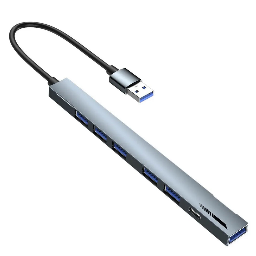 USB Hub 7-in-1 – USB 3.0 & USB 2.0 Splitter – Type-C Voeding – High Speed Data Hub – Voor Laptop, PC, MacBook & Desktop