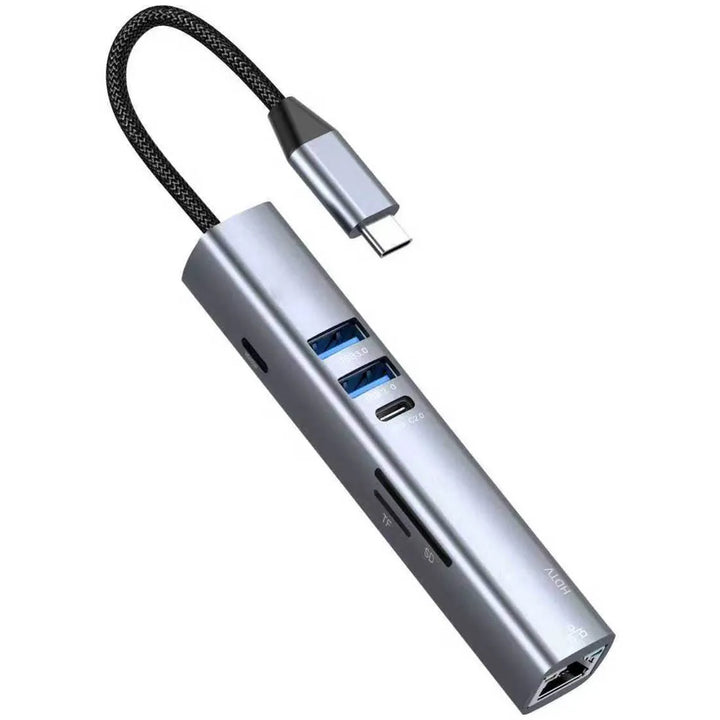 USB-C Hub 8-in-1 – 4K HDMI – 100W Power Delivery – Gigabit Ethernet – USB 3.0 – SD/TF Kaartlezer – Type-C Multiport Adapter