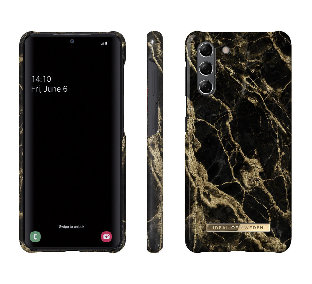 iDeal of Sweden Samsung Galaxy S21 Hardcase Backcover - Fashion Case - Golden Smoke Marble-Hoesjes-Ilumina Benelux