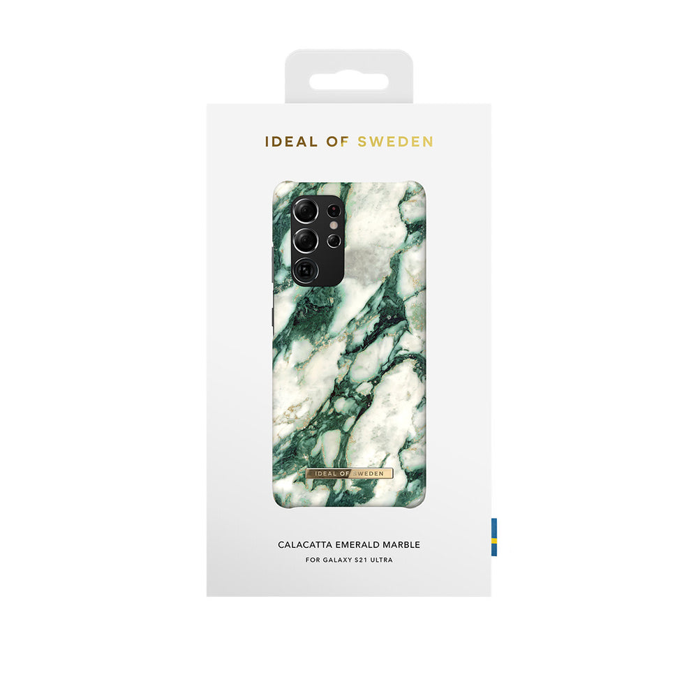 iDeal of Sweden Samsung Galaxy S21 Ultra Backcover hoesje - Fashion Case - Calacatta Emerald Marble-Hoesjes-Ilumina Benelux