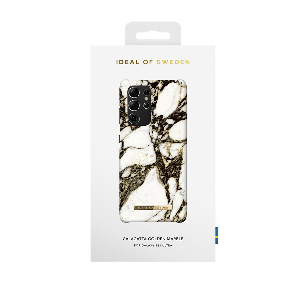 iDeal of Sweden Samsung Galaxy S21 Ultra Backcover hoesje - Fashion Case - Calacatta Golden Marble-Hoesjes-Ilumina Benelux