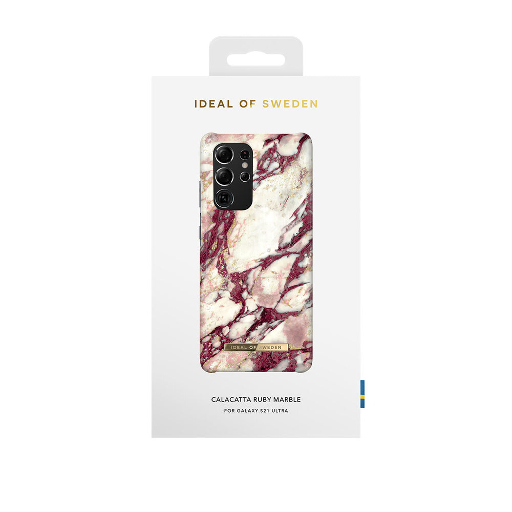 iDeal of Sweden Samsung Galaxy S21 Ultra Backcover hoesje - Fashion Case - Calacatta Ruby Marble-Hoesjes-Ilumina Benelux